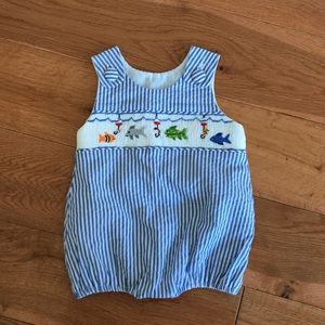 Smocked Polkadot boys bubble